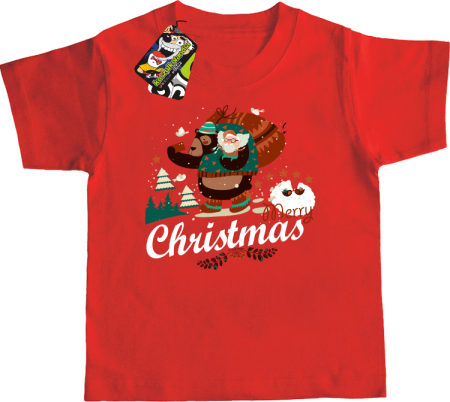 Misio selfiak z małym przyjacielem Merry Christmas - koszulka świąteczna dziecięca