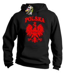 Polska - Bluza męska z kapturem czarny