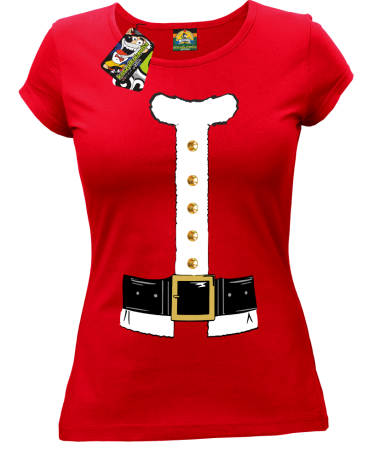 Christmas MIKOŁAJOWY strój z pasem - koszulka damska świąteczna
