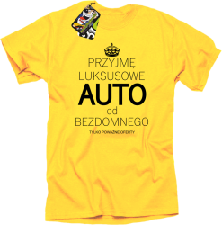 Przyjmę luksusowe auto od bezdomnego, tylko poważne oferty - Koszulka męska żółty