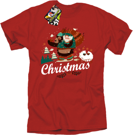 Misio selfiak z małym przyjacielem Merry Christmas - koszulka męska świąteczna