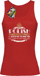 POLISH for begginers Scotch me tea who you - Top damski czerwony 