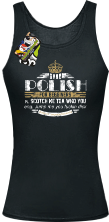 POLISH for begginers Scotch me tea who you - Top damski czarny 