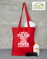 I SPEAK POLISH WHAT IS YOUR SUPER POWER ? - Torba EKO czerwona 