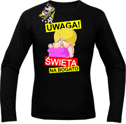 UWAGA Święta na Bogato Różowa Dżoana - Longsleeve męski czarny