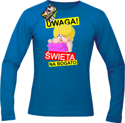 UWAGA Święta na Bogato Różowa Dżoana - Longsleeve męski niebieski