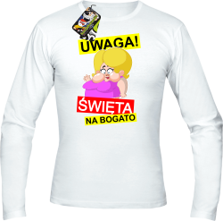 UWAGA Święta na Bogato Różowa Dżoana - Longsleeve męski biały