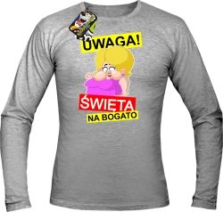 UWAGA Święta na Bogato Różowa Dżoana - Longsleeve męski melanż