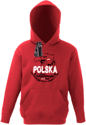 Polska WIELKA Niepodległa - Bluza dziecięca z kapturem czerwona 