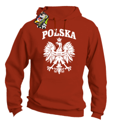 Polska - Bluza męska z kapturem pomarańczowy