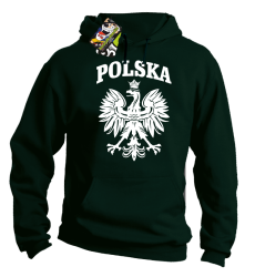 Polska - Bluza męska z kapturem butelkowy