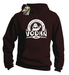 Vodka Always Drunk as Fuck - Bluza męska z kapturem brąz 
