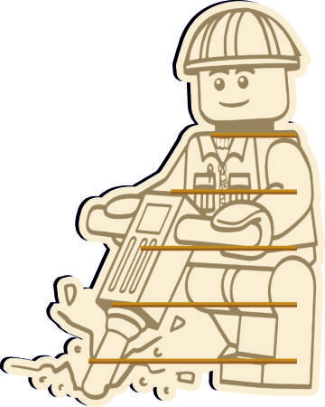 Półka drewniana regał na figurki LEGO Robotnik drogowy rozm. 38x48cm
