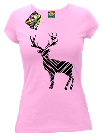 Renifer Duży One Color PRO - koszulka świąteczna damska