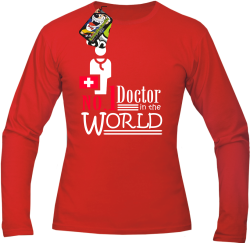 No1 Doctor in the world - Longsleeve męski czerwony