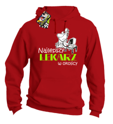 Najlepszy lekarz w okolicy - Bluza męska z kapturem czerwona 