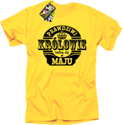 Prawdziwi KRÓLOWIE rodzą się w Maju - Koszulka męska żółta 
