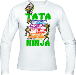 Tata Odważny jak Leonardo Żółwie NINJA Turtles - Longsleeve męski biały