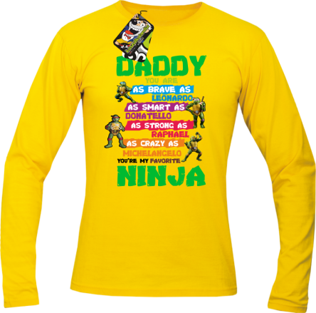 Daddy you are as brave as Leonardo Ninja Turtles - Longsleeve męski żółty