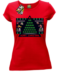 Merry Christmas Retro Games red