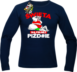 Święta na pełnej Piź#zie - Longsleeve męski granat