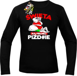 Święta na pełnej Piź#zie - Longsleeve męski czarny