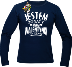 Jestem żonaty mam Walentynki codziennie - Longsleeve męski  granat