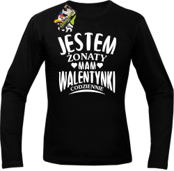 Jestem żonaty mam Walentynki codziennie - Longsleeve męski czarny 