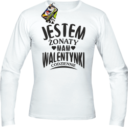 Jestem żonaty mam Walentynki codziennie - Longsleeve męski biały 