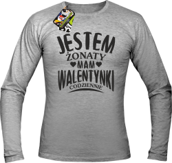 Jestem żonaty mam Walentynki codziennie - Longsleeve męski melanż 