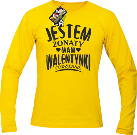 Jestem żonaty mam Walentynki codziennie - Longsleeve męski żółty 