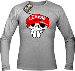 Czekał aż zrozumie kobietę - Longsleeve męski melanż