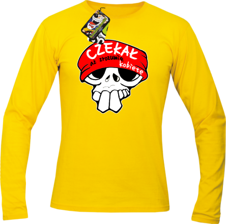 Czekał aż zrozumie kobietę - Longsleeve męski żółty