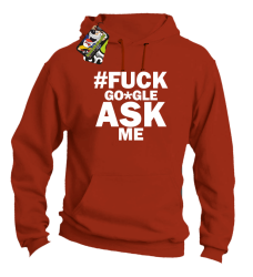 FUCK GOOGLE ASK ME - Bluza męska z kapturem pomarańcz